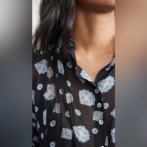 Collarless shirtdress Free People! NWT size L - Picture 14 of 16